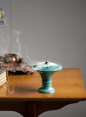 高特精铸青铜仿古香炉家用室内沉香熏香炉安神檀香盒供佛纯铜摆件