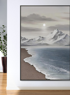 侘寂风玄关装饰画海景肌理画高级
