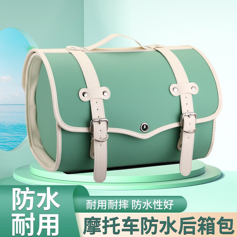 摩托车尾箱包复古后座包电动车皮尾箱ns125la踏板后尾包备箱通用 - 图1