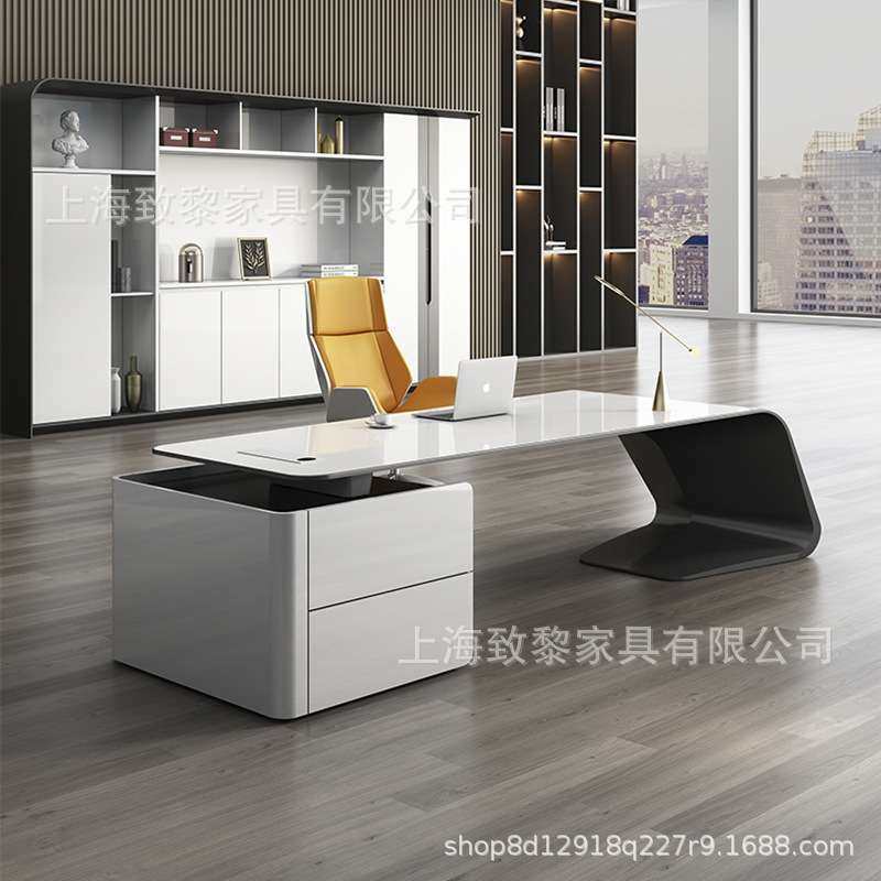 烤漆老板桌经理大班台轻奢办公简约现代总裁桌时尚主管桌现代风,淘宝优惠券,粉丝福利购,淘宝优惠卷