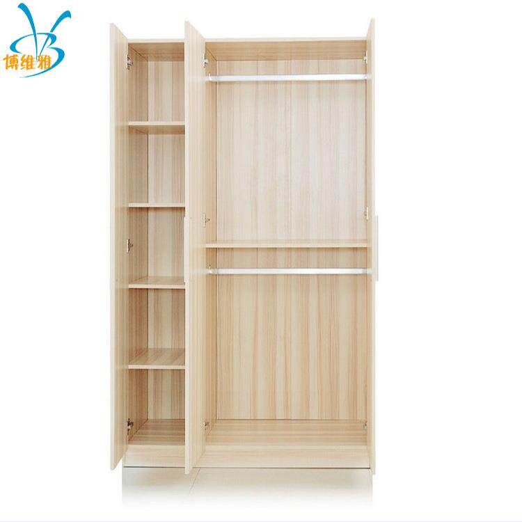 办公家具现代卧室衣柜欧式双开三四门3门4门板式木质柜衣柜 - 图0