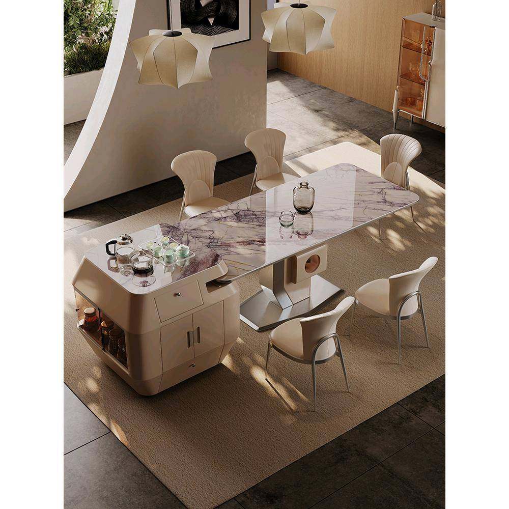 意式岩板岛台餐桌一体伸缩带电磁炉轻奢家用客厅多功能岛台餐桌,淘宝优惠券,粉丝福利购,淘宝优惠卷