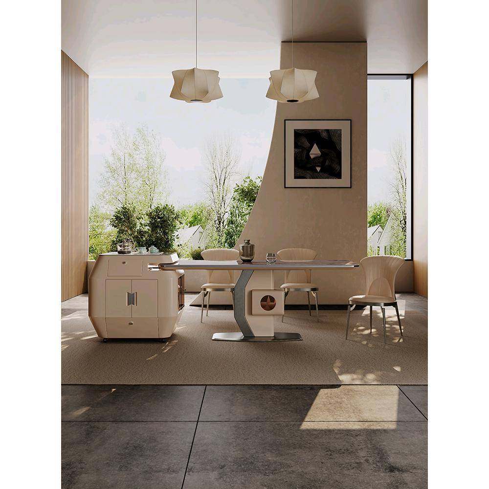 意式岩板岛台餐桌一体伸缩带电磁炉轻奢家用客厅多功能岛台餐桌,淘宝优惠券,粉丝福利购,淘宝优惠卷