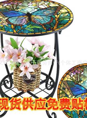 式创鸟意小蝴蝶圆111形马赛欧克铁艺花架室内外阳花园花台盆架小