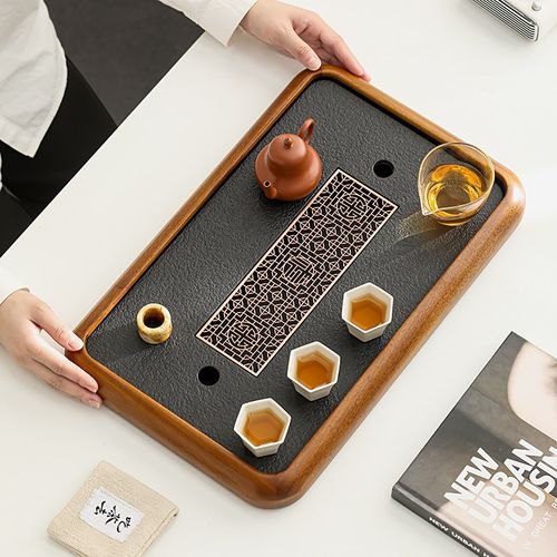 花梨木实木茶盘功夫茶具套装家用排水储水两用办公会客高档茶台海 - 图1