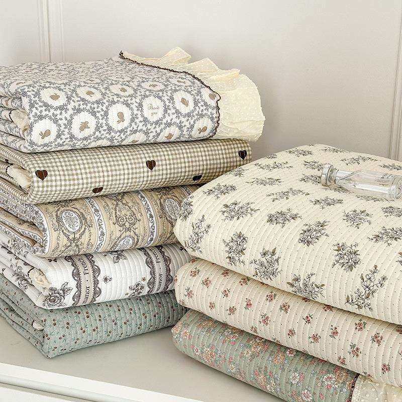 法式田园碎花小清新全棉花边床盖三件套高温砂洗夹棉绗缝防滑床单,淘宝优惠券,粉丝福利购,淘宝优惠卷