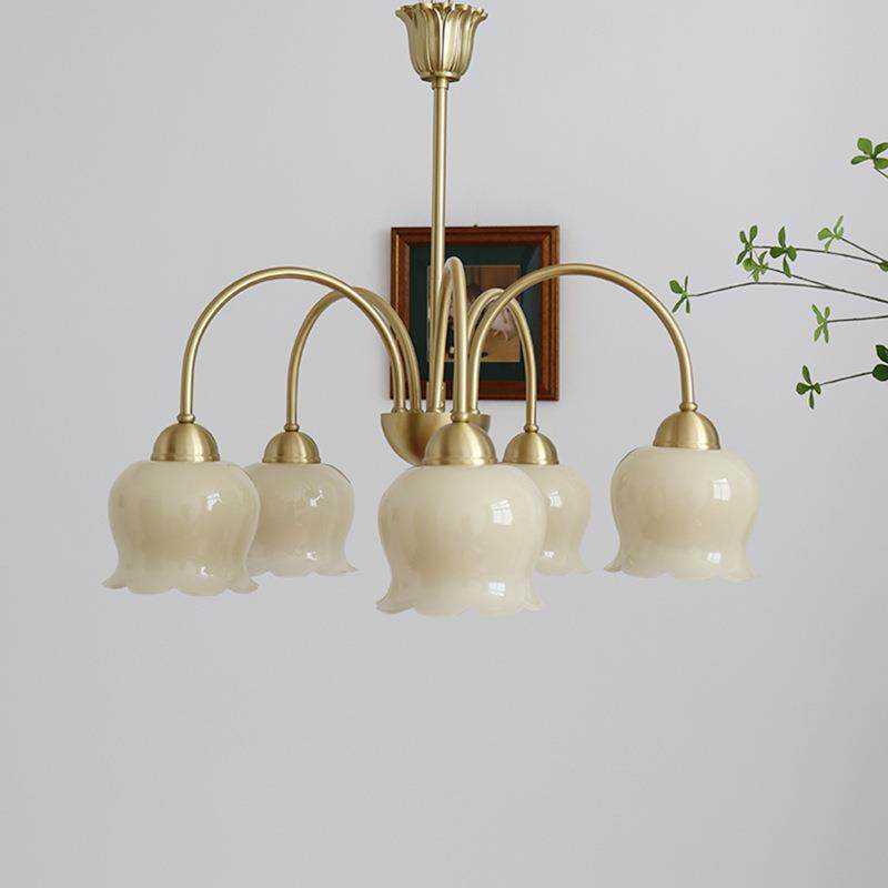 法式奶油全铜吊灯复古铃兰花朵灯中古书房卧室灯具美式轻奢客厅灯,淘宝优惠券,粉丝福利购,淘宝优惠卷