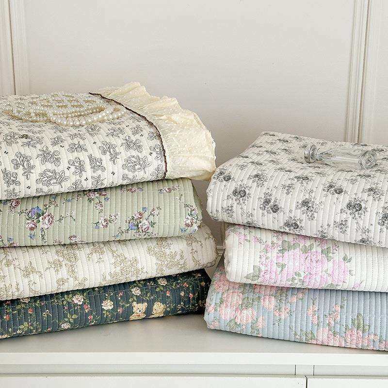 法式田园碎花小清新全棉花边床盖三件套高温砂洗夹棉绗缝防滑床单,淘宝优惠券,粉丝福利购,淘宝优惠卷