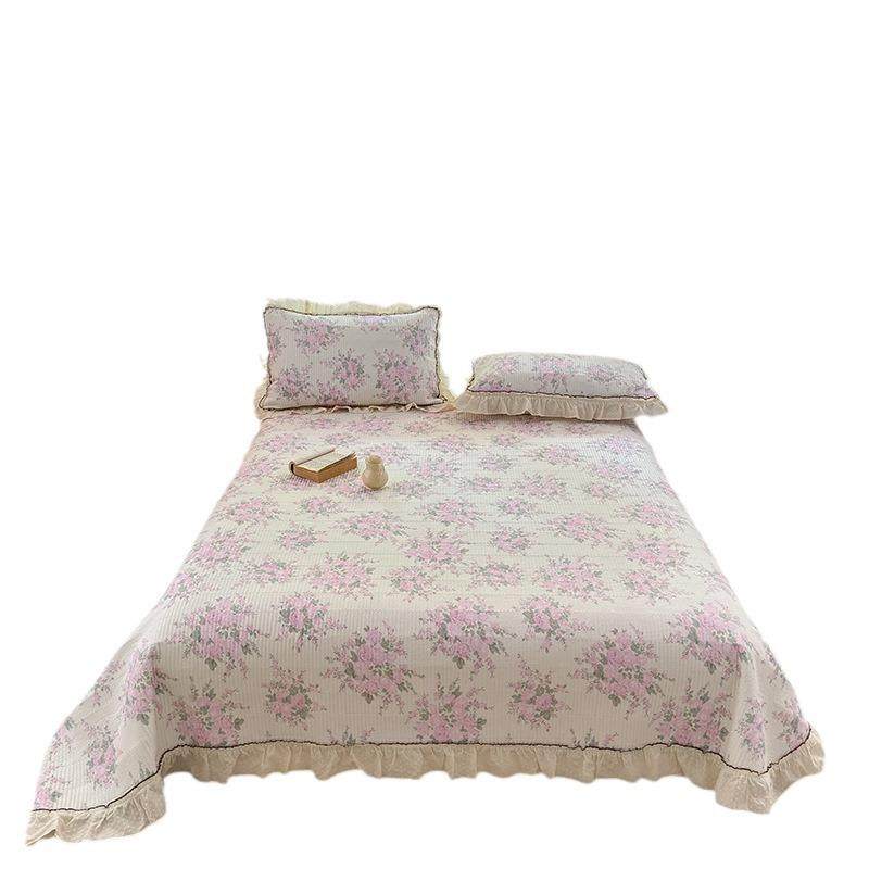 法式田园碎花小清新全棉花边床盖三件套高温砂洗夹棉绗缝防滑床单,淘宝优惠券,粉丝福利购,淘宝优惠卷