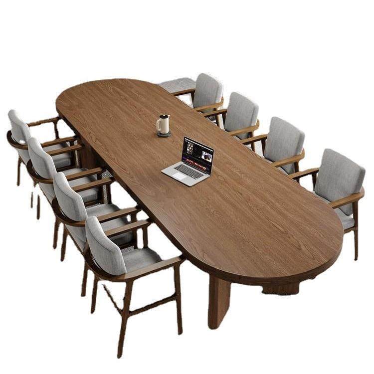 现代简约实木会议桌长桌会议室培训桌简约椭圆形多人办公桌椅组合,淘宝优惠券,粉丝福利购,淘宝优惠卷