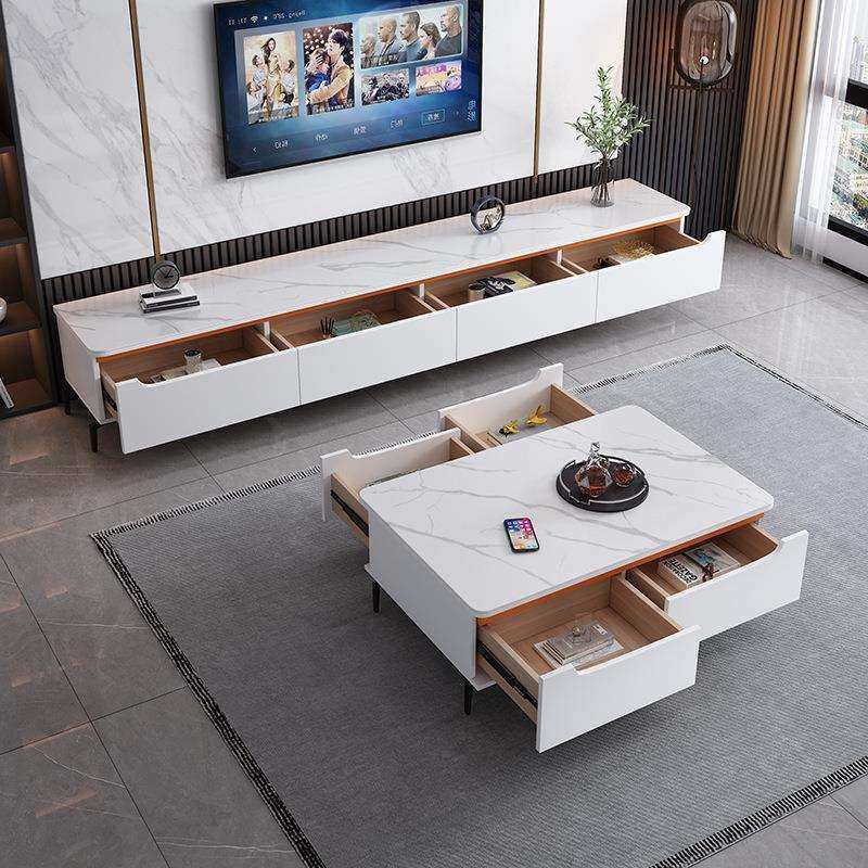 长方形岩板茶几北欧小户型轻奢网红客厅家用茶几电视柜组合收纳柜,淘宝优惠券,粉丝福利购,淘宝优惠卷