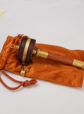 手摇转金筒藏族转简经轮圣大转金轮转金桶摆件六字真言转轮底座