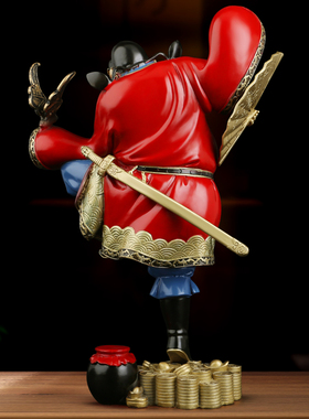 吉善缘《钟馗引福》铜钟天师铜像摆件 天官赐福送福神像装饰0816