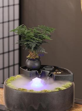 水水球流水摆件循78043732环喷泉客厅台桌面鱼茶缸风装饰品