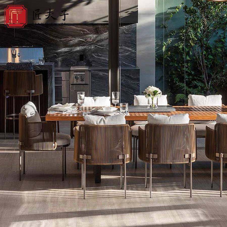 高端户外桌椅庭院院子长JFZ-1251桌露墅天防水别外花园露台藤编室,淘宝优惠券,粉丝福利购,淘宝优惠卷