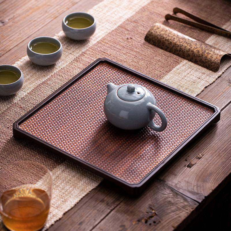 重竹编纹干泡盘长方形茶盘竹制席面家用简约功夫圆形茶台茶托,淘宝优惠券,粉丝福利购,淘宝优惠卷
