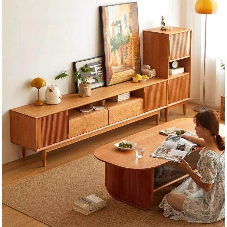 北欧樱桃木全实木电视柜客厅黒胡桃木现代简约储物茶几组合白橡木,淘宝优惠券,粉丝福利购,淘宝优惠卷