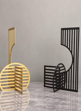 新中式金属屏风厅样板房部B1244售楼房卧室书客餐厅电视柜桌面玄