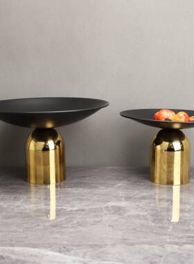 果新中式金属蘑菇盘111桌摆件样板房电视面柜客厅餐玄关家居装饰