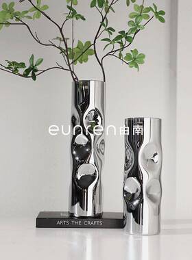 简约现JEM房代轻奢玻璃花瓶花样板间客厅器茶几餐桌软装饰干品摆