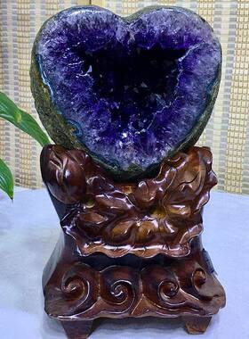 乌紫拉圭钱袋子摆件晶洞摆件2024-4晶晶天然紫簇水原石办公室客厅