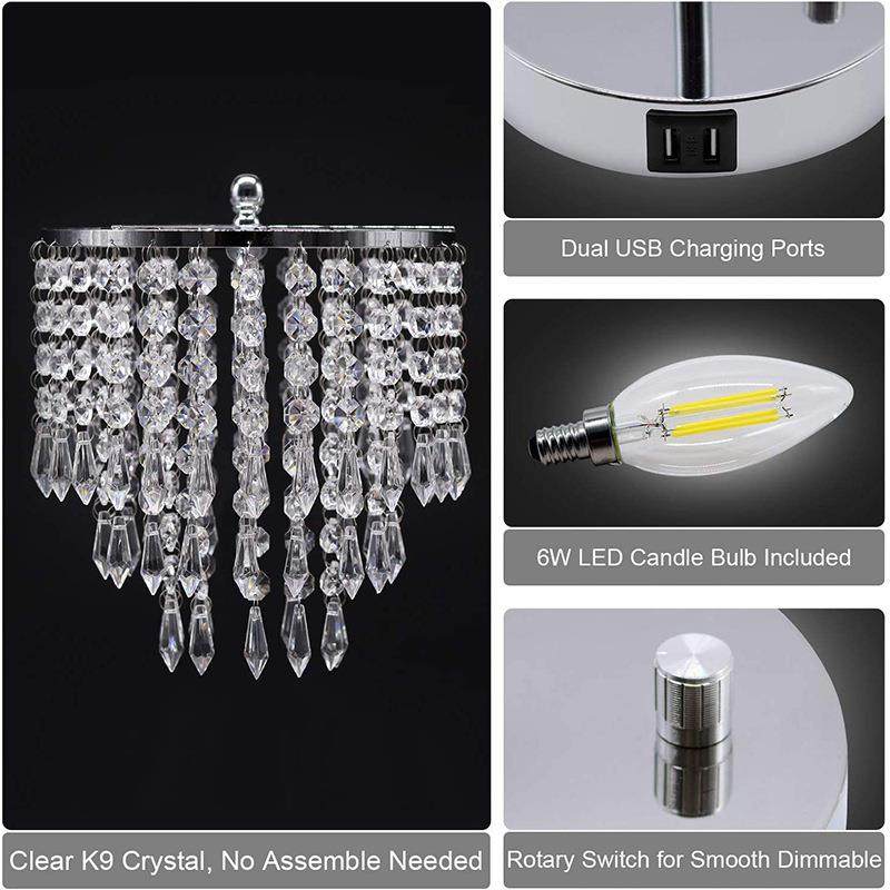 电商现货供应USB充电水晶台灯轻奢触摸调光桌灯卧室床头LED,淘宝优惠券,粉丝福利购,淘宝优惠卷