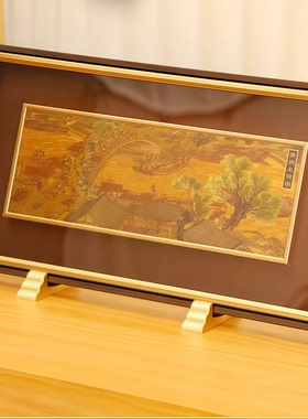 清明上河图金丝绣摆件非遗文创礼品办公室摆件装饰画
