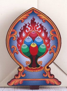 西藏式五谷盒雕刻手工彩绘吉祥八宝米盒餐厅摆件切玛盒家用可拆装