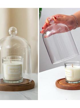 永生花防尘玻璃罩 彷古木底座花房黏土手办泡泡马特 顶饰香薰烛罩