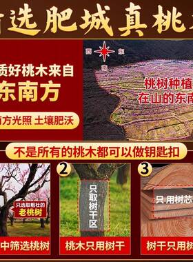 天然桃木山鬼花钱吊坠雷击桃木挂件项炼钥匙扣木雕雷击木山鬼花钱