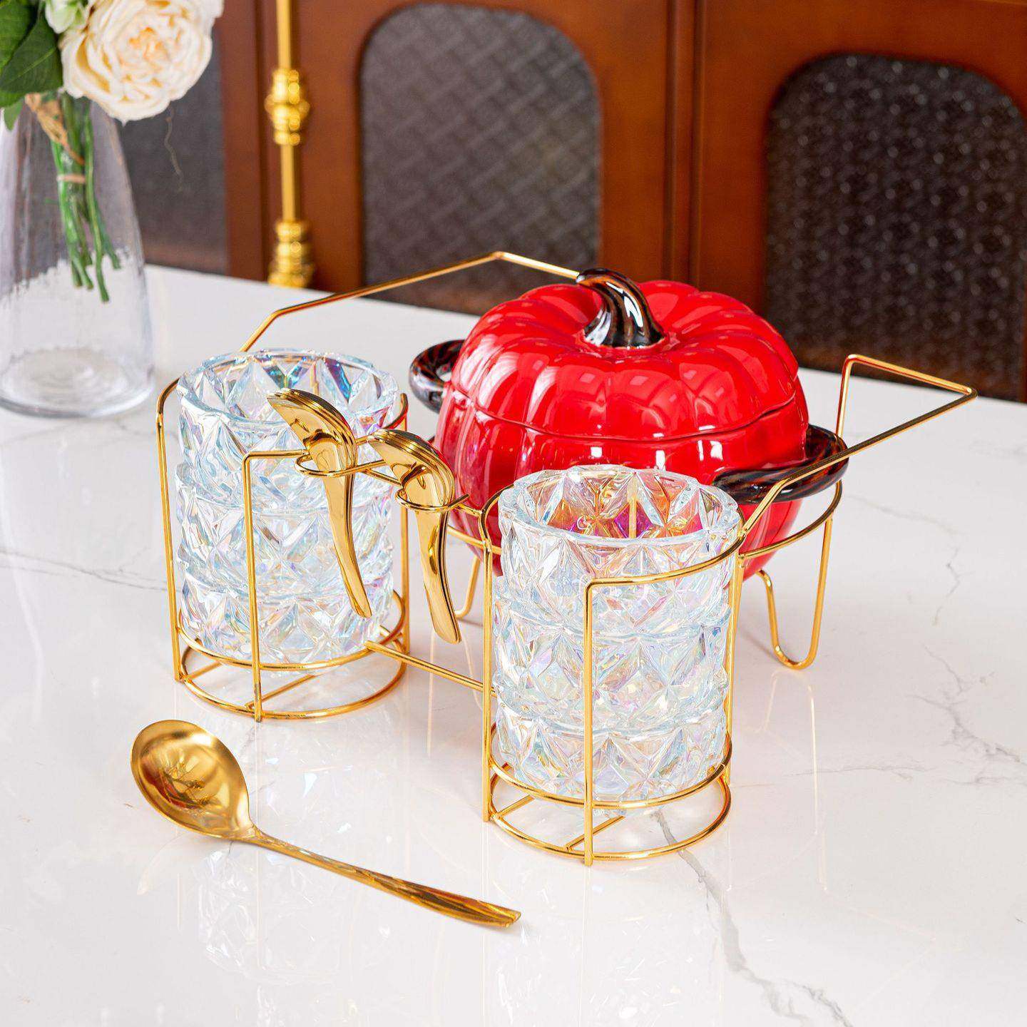 南瓜汤锅玻璃碗套装南瓜pumpkin陶瓷加热铁架南瓜汤锅套装,淘宝优惠券,粉丝福利购,淘宝优惠卷