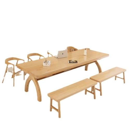 北欧实木大长书桌去客厅化沙发学习桌子书法桌现代简约办公桌原木 - 图3