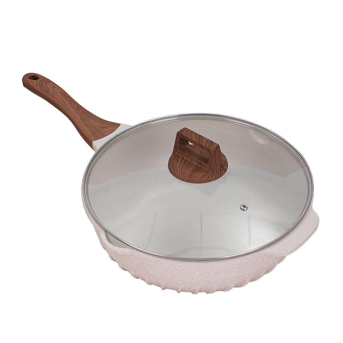 麦饭石深煎锅铝压铸炒锅不粘锅炒菜家用平底锅煎牛排鸡蛋平底煎锅,淘宝优惠券,粉丝福利购,淘宝优惠卷