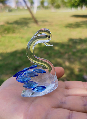 小摆件装饰品家居室内现代简约水晶天鹅汽车客厅爱情新品大气玻璃