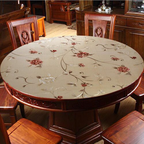 不透明防水防油防烫防滑免洗圆桌布家用PVC塑料软玻璃圆形餐桌垫 - 图1