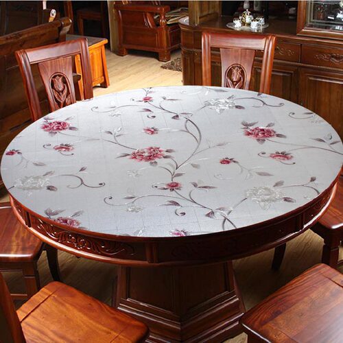 不透明防水防油防烫防滑免洗圆桌布家用PVC塑料软玻璃圆形餐桌垫 - 图0