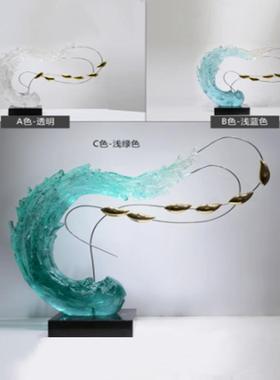 简约代现透422明树脂雕塑轻奢摆店件酒居客厅玄关家工艺品别墅装