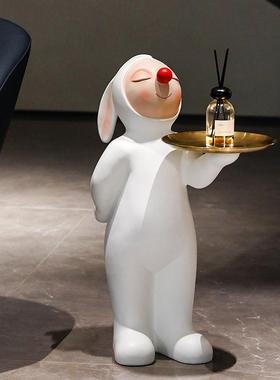 大型地兔托盘摆件家居玄落关卧YZ23320室钥纳酒店酒吧大堂匙收软