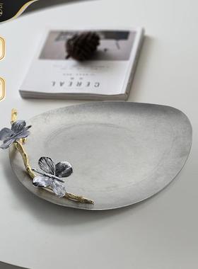 复式欧现代创意不锈钢GS7068做旧水果碟轻奢古风客厅茶几家居金属