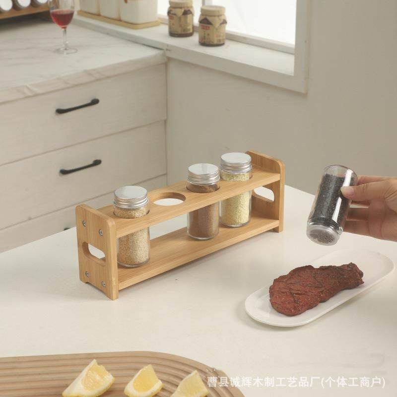 现货竹制厨房调料架实木调味瓶多层置物架木制桌面香料展示架,淘宝优惠券,粉丝福利购,淘宝优惠卷