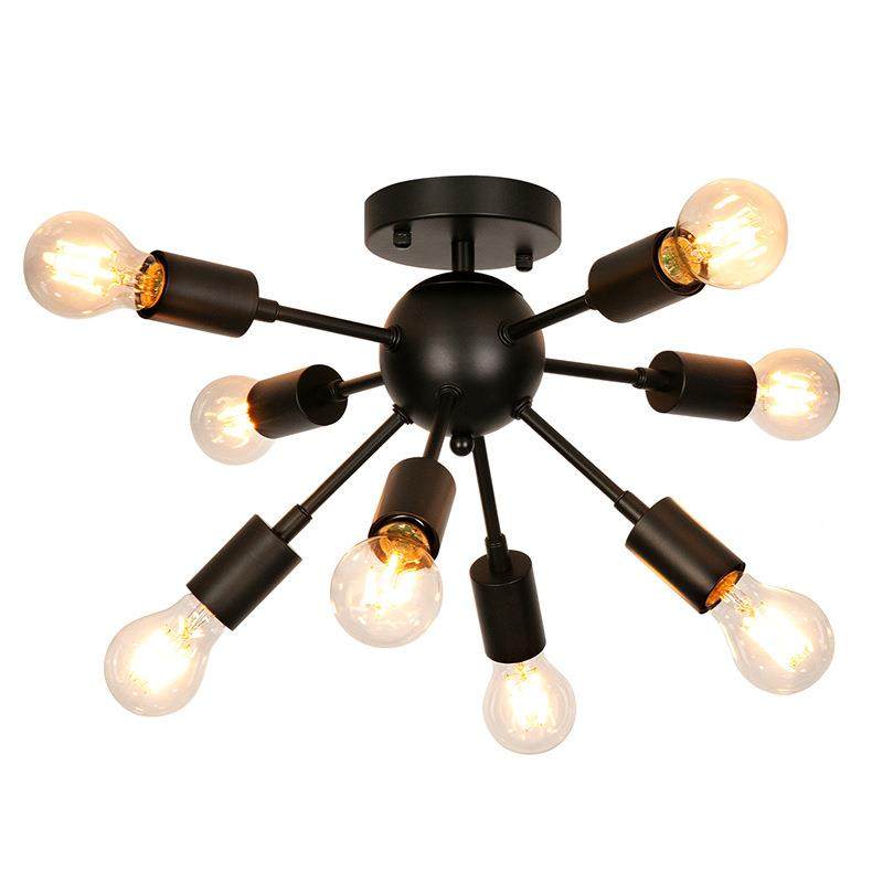 境8杆黑色美式餐厅吊吊灯工业风铁枝形跨灯简约美艺式乡村卧室客,淘宝优惠券,粉丝福利购,淘宝优惠卷