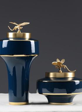 现JC4885代轻奢新中式陶瓷储物罐件样房间别摆家居客板厅软装墅饰