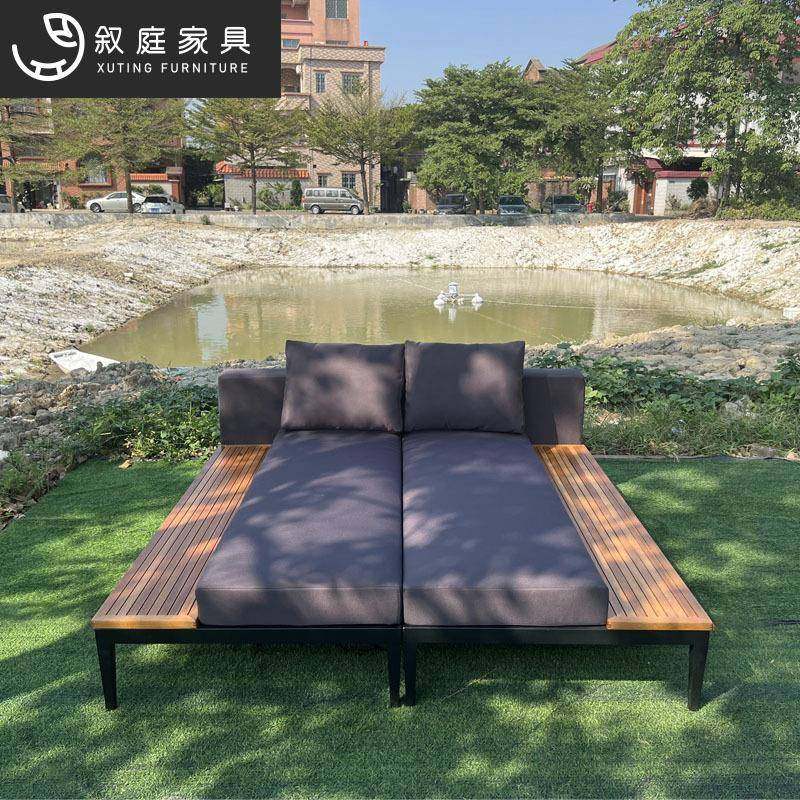 花园庭院室外外摆柚木实木沙发户外景区民宿防水防晒休闲躺床组合,淘宝优惠券,粉丝福利购,淘宝优惠卷