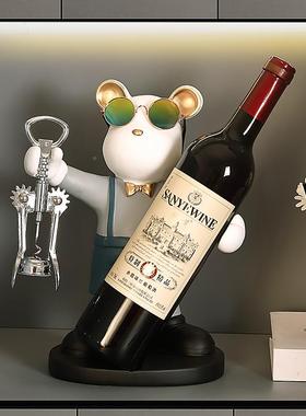 个性柜熊酒柜创意现红酒居架家装饰客厅电视代摆件轻578-1奢高档