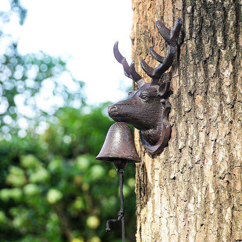 欧式铸铁鹿头门铃家居复古花园庭院装饰工艺手摇铃壁挂创意怀旧,淘宝优惠券,粉丝福利购,淘宝优惠卷