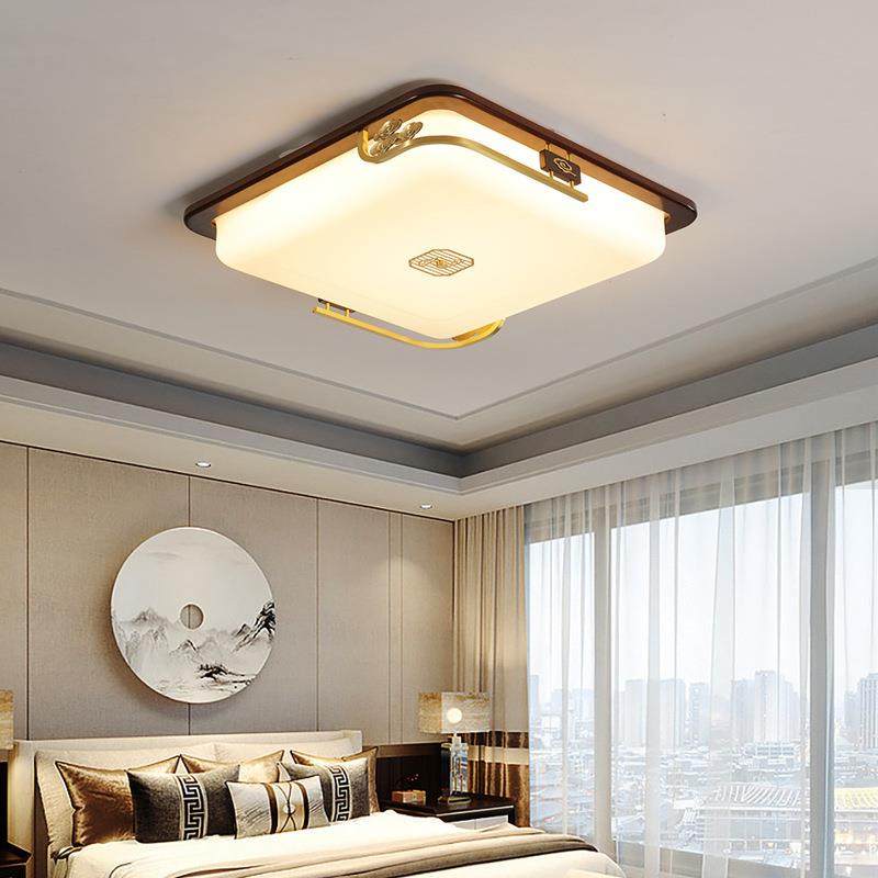 新中式吸顶灯客厅书房超薄乌檀木现代简约中国风全铜卧室LED灯具,淘宝优惠券,粉丝福利购,淘宝优惠卷