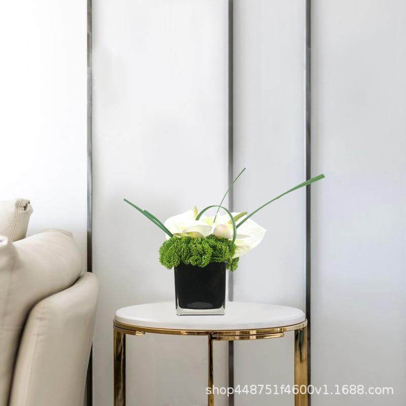 新中式简约仿真花插花玻璃花艺摆件现代样板房桌面绢花花瓶装饰品,淘宝优惠券,粉丝福利购,淘宝优惠卷