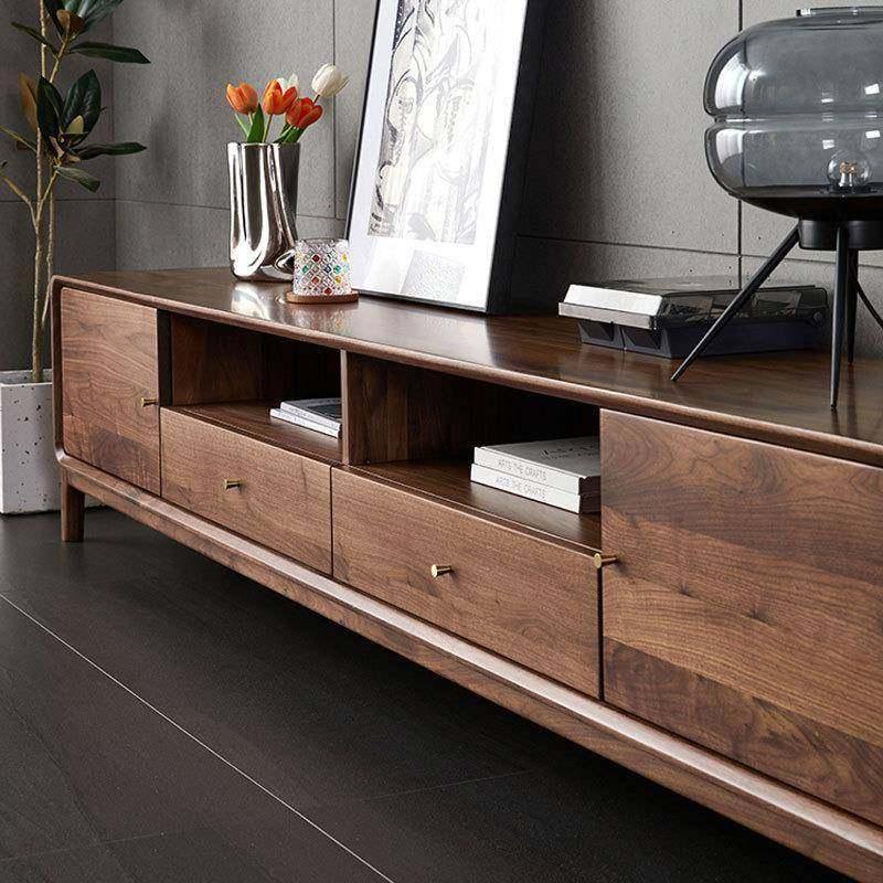 北欧黑胡桃木电视柜茶几组合极简e家北欧全实木抽屉地柜家用原木,淘宝优惠券,粉丝福利购,淘宝优惠卷