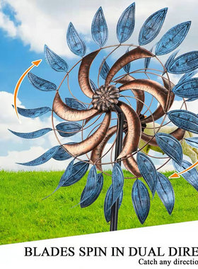 亚马逊铁艺风车户外花园装饰旋转庭院别墅幼儿园创意复古造景摆件