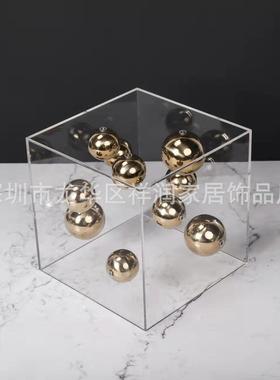 现代简约星欧式轻奢亚克板罩子球摆件样WHN房售楼力处软装饰品摆